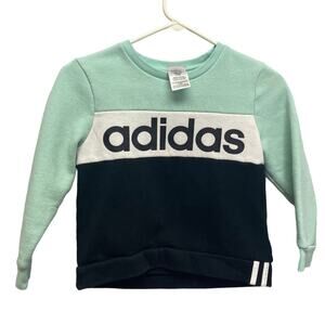 Adidas Child Small Long Sleeve Striped PolyCotton Pullover Crew Neck Sweatshirt